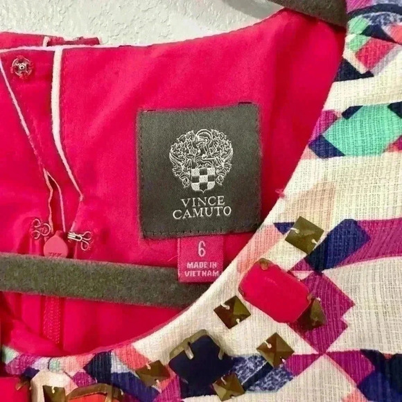 Vince Camuto Geometric Embellished Sleeveless Sheath Dress Size 6 - Picture 3 of 4